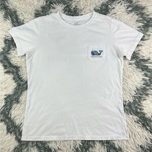 Vineyard Vines Men’s White Pocket T-shirt Tropical Floral Whale Size Small